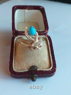Russian Antique Imperial gold 56 (14ct) ring with Persian Turquoise rare