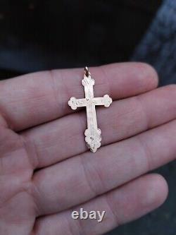 Russian Cross Pendant, Antique, Imperial Russian 14k Gold, 56. 0.9 Grams