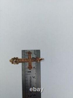 Russian Cross Pendant, Antique, Imperial Russian 14k Gold, 56. 0.9 Grams