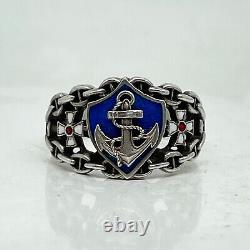 Russian Imperial 84 Silver Enamel Navy Officer Ring with St. George cross