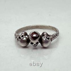 Russian Imperial 84 Silver Ring Memento Mori