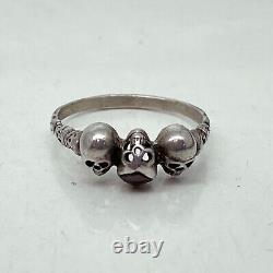 Russian Imperial 84 Silver Ring Memento Mori