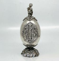Russian Imperial 88 Silver Easter Egg Icon A. Holming Faberge firm