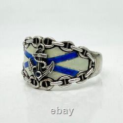 Russian Imperial 88 Silver Enamel Ring Emperor Navy Officers School