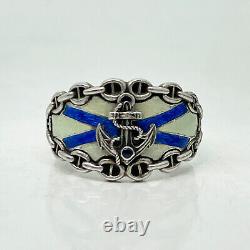 Russian Imperial 88 Silver Enamel Ring Navy Officers School