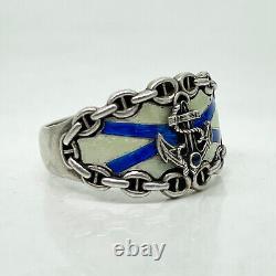 Russian Imperial 88 Silver Enamel Ring Navy Officers School