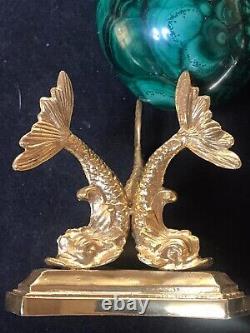 Russian Imperial Faberge Egg Malachite Silver Gilded 88 Julius Rappoport