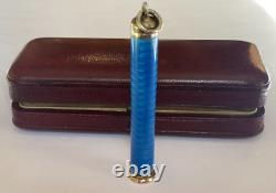 Russian Imperial Faberge I. P. Silver 88 Guilloche Blue Enamel Spring Scale & Box