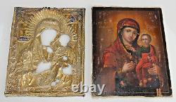 Russian Imperial Icon 84 Silver Enamel Gold Mather God Iverskay Cross Painting