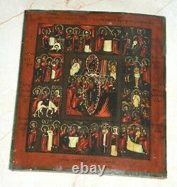 Russian Imperial Orthodox Religious Icon Resurrection Christ Harrowing 12 Feasts