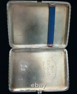 Russian Imperial Silver 84 Art Deco Cigarette Case Vesta Snuff Box Gold Ruby 14K