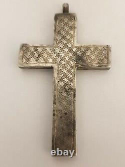 Russian Imperial Silver 84 Cross Reliquary Box Pendant Relics Super Rare Unique