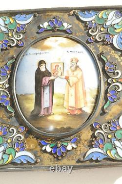 Russian Imperial Silver Rostov Enamel Orthodox Icon Finift Saint Egg Painting