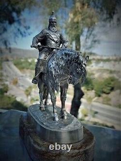 Russian Imperial Silver Statue Of A Bugatyr On The Horse Back Pavel Ovchinnikov