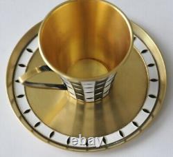 Russian Soviet Silver Sterling Coffee Tea Cups Enamel Kovsh Goblet Chalice Egg