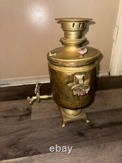 Russian Stamped Brass Samovar TWO Antique Imperial Russian Brass Samovar 1880s