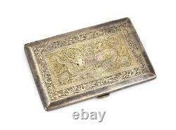 Russian Sterling Silver Cigarette Case. Bearing flower design. Marked SILVER