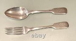 Set Vintage Antique 19C Russian Imperial Silver 84 Large Serving Spoon Fork Old