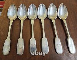 Set of 6 84 Large Spoons RUSSIAN IMPERIAL Antique Silver Fiddle 407g Lot Old