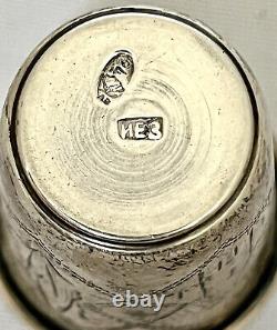 Silver Antique Russian Imperial Vodka Baby Kiddish Cup 2 Zakhoder Engraved 84