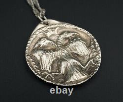 Sterling Silver 1000 Russian Imperial Eagle Repousse Medallion Pendant NS1688