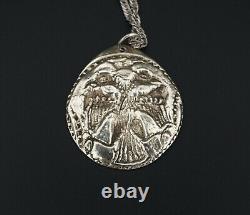 Sterling Silver 1000 Russian Imperial Eagle Repousse Medallion Pendant NS1688