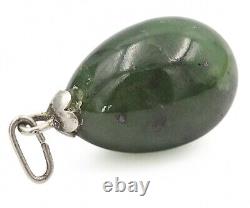 Sterling Silver Art Deco Nephrite Jade Russian Imperial Egg Charm