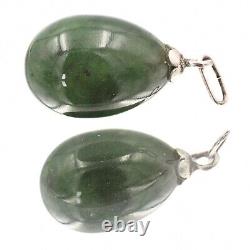 Sterling Silver Art Deco Nephrite Jade Russian Imperial Egg Charm