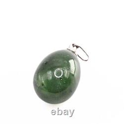 Sterling Silver Art Deco Nephrite Jade Russian Imperial Egg Charm