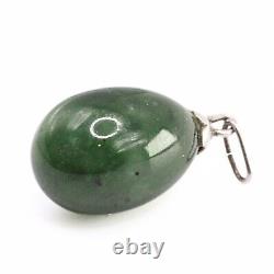 Sterling Silver Art Deco Nephrite Jade Russian Imperial Egg Charm