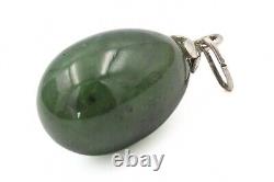 Sterling Silver Art Deco Nephrite Jade Russian Imperial Egg Charm