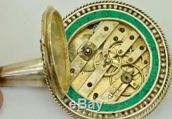 Unique 19th C. Imperial Russian 84 Silver, Enamel&Pearls Mandolin shape watch