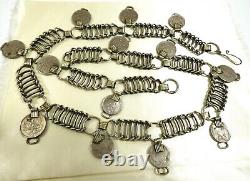 VTG Antique Russian Imperial 1825-90 Silver 10 & 15 Kopeika Coins Link Necklace