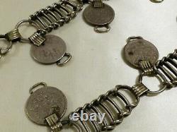 VTG Antique Russian Imperial 1825-90 Silver 10 & 15 Kopeika Coins Link Necklace