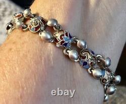 VTG Empire Russian Sterling Silver 84 Jewelry Bracelet Enamel 29.1 GRAMS MARKED