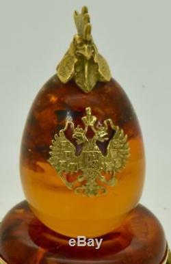 Very beautiqful antique Imperial Russian silver&melted amber Easter Egg