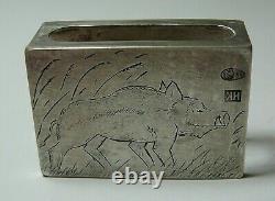 Vesta Match Safe / Case Boar 84 Silver Imperial Russian S. Peterburg 1900