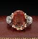 Victorian Certified 6.35 Ct Imperial Topaz 1.20 Ct Diamond Trilogy Ring