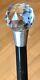 Vintage Antique Russian Imperial Walking Stick Cane Silver84 Genuine Crystal Top