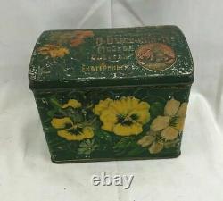 Vintage Circa 1900-s Russian Imperial Antique Tea Tin Pansy Box Wissotzky Russia