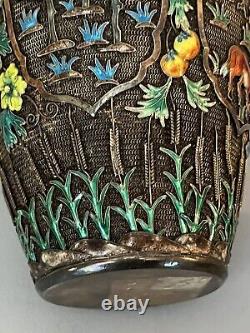 Vintage Imperial Russian Enamel Gilded Silver Beautiful Vase