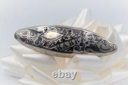 Vintage PIN BROOCH Antique Sterling Silver 84 Imperial Caucasus Niello Russian