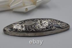 Vintage PIN BROOCH Antique Sterling Silver 84 Imperial Caucasus Niello Russian