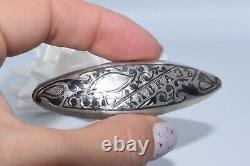 Vintage PIN BROOCH Antique Sterling Silver 84 Imperial Caucasus Niello Russian