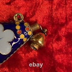 Vintage Russian Gilt Sterling Silver 925 Cloisonne Enamel Perfume Bottle Blue