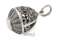 Vintage Sterling Silver Cut Out Russian Egg Imperial Charm Pendant