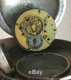 WOW! Antique Imperial Russian 84 silver&enamel Easter egg Verge Fusee desk clock