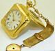 Wwi Imperial Russian Officer's 18k Gold Plated Square Shaped Pocket/desk Watch