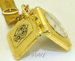 WWI Imperial Russian officer's 18k gold plated square shaped pocket/desk watch