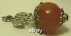WWI Pendant Silver 84 Imperial Russian 1908 Amber Double Eagle